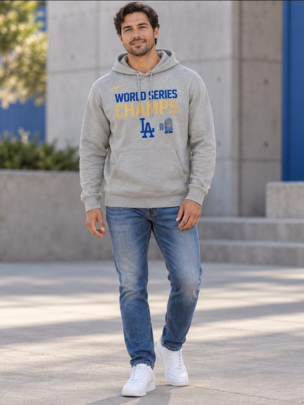 Nike LA Dodgers 2020 World Series Champions Dri-FIT Hoodie Gray Men’s XL